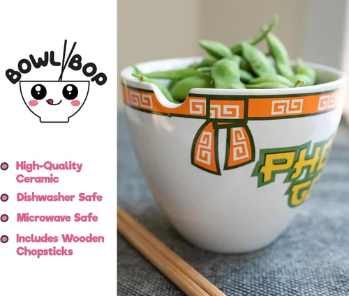 Miniatura 3 de Boom Trendz Bowl Bop Pho-Kin Good - Juego de vajilla de cerámica japonesa Incluye tazón para fideos ramen de 16 onzas y palillos de madera, plato