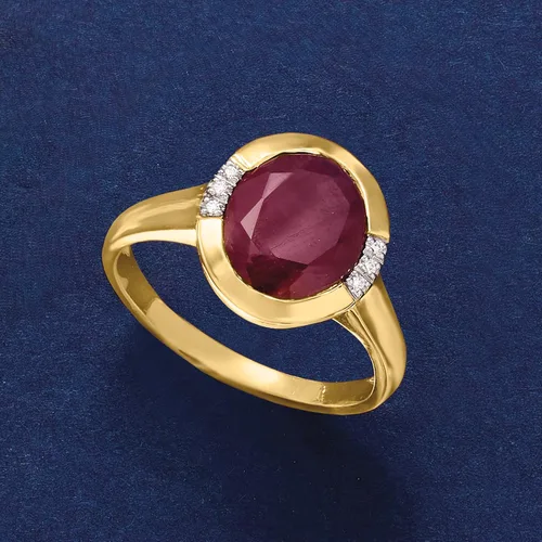 Miniatura 4 de Ross-Simons Anillo de rubí de 5.00 quilates con detalles de diamantes en oro amarillo de 14 quilates