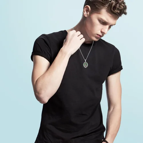 Miniatura 203 de Collar con colgante de plata de ley 925 con medalla de San Patrón, joyería religiosa para hombres y mujeres, con cadena de acero inoxidable 316L