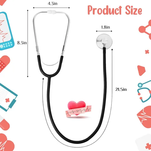 Miniatura 3 de Hanaive 20 piezas de juguetes de estetoscopio para niños, estetoscopio de trabajo real a granel para niños, enfermera, médico, fiesta, disfraz