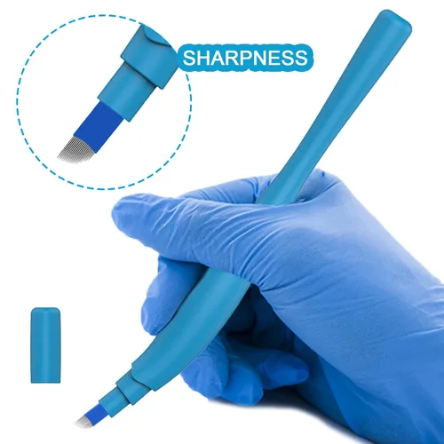 Miniatura 5 de 5 unids/pack Desechable Microblading Pen 14F Manual Ceja Tatuaje Pluma Maquillaje Permanente Aguja Microblading Cuchillas (Estilo-2)