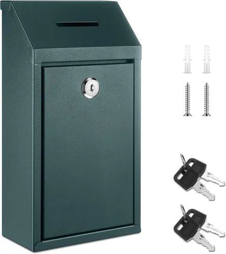 Miniatura 18 de Yaocom Caja de dinero de metal para donación de dinero para colección de soportes de granja, caja de sugerencias segura con candado montado