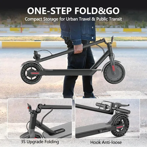 Miniatura 6 de MAXSHOT Scooter eléctrico para adultos, neumáticos de 8.5/10/14 pulgadas, 19/22 mph, motor de 350 W/500 W, rango de 21-28 millas, plegable con doble