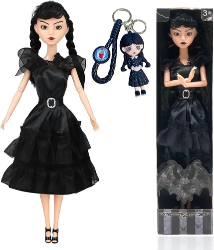 Dumwick Muñeca Adams de 11.5" con Caja de Regalo, Tacones Altos, Vestido Negro y Cabello, Regalo de Juguetes Perfecto para Navidad y Cumpleaños para