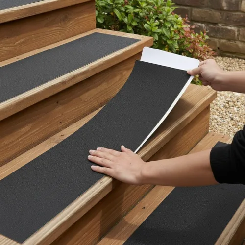 MBIGM Paquete de 8 peldaños antideslizantes para escaleras al aire libre, tiras adhesivas antideslizantes de 6 x 24 pulgadas, tracción resistente