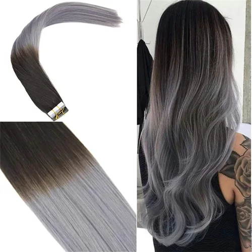 Miniatura 41 de Extensiones de cabello humano Remy con cinta adhesiva sin costuras (16 pulgadas, 10 unidades, rubio ceniza)