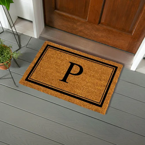 Miniatura 14 de Evergreen - Tapete de entrada con monograma con letra W, 28 x 16 pulgadas, fibra de coco natural que atrapa la suciedad, para todas las estaciones