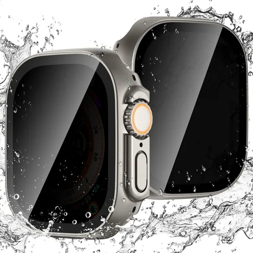 Miniatura 16 de Goton Funda impermeable con protector de pantalla para Apple Watch, película de vidrio templado antiespía para iWatch, carcasa de policarbonato