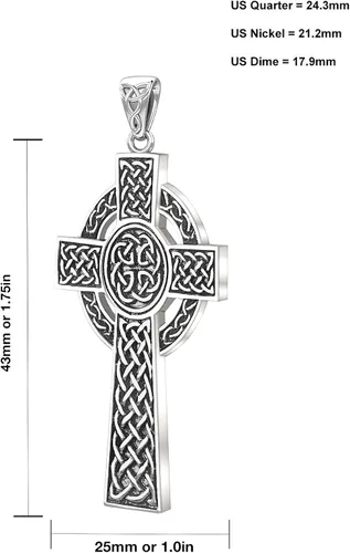 Miniatura 3 de US Jewels - Colgante religioso de plata de ley 925 con nudo celta irlandés, 1.693in