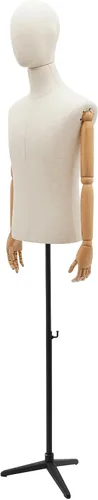 Miniatura 6 de Maniquí de medio cuerpo masculino con brazo, cuerpo de maniquí de forma de vestido, cuerpo de maniquí de 53 a 76 pulgadas, altura ajustable, maniquí