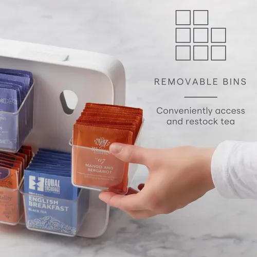 Miniatura 2 de YouCopia TeaStand - Organizador de bolsas de té con compartimentos desmontables transparentes, organizador de almacenamiento para gabinete