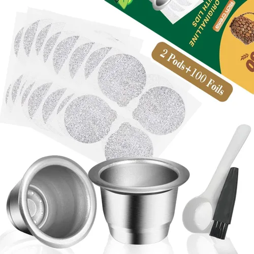 Miniatura 2 de CAPMESSO Cápsulas reutilizables para Nespresso OriginalLine, cápsulas de café recargables de acero inoxidable compatibles con la cafetera Nespresso