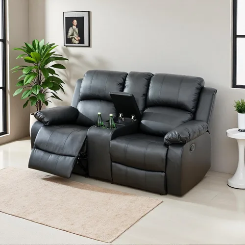 Miniatura 23 de Conjunto de sofá para sala de Estar, sillón reclinable de cuero transpirable, sofá de 3 plazas para cine en casa con portavasos para apartamento