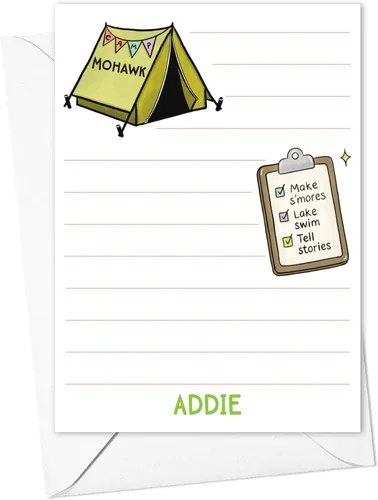 Miniatura 6 de Sleepaway - Tarjetas planas forradas para campistas, papelería para campamento de dormir para niños y niñas, juego de 10 tarjetas y sobres