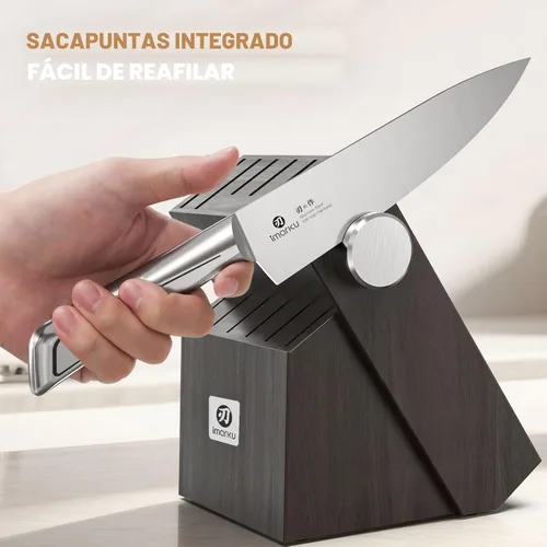Miniatura 5 de Juego de cuchillos para cocina con bloque imarku G14 Juego de cuchillos japoneses de acero inoxidable para cocina, 14 piezas, afilador integrado
