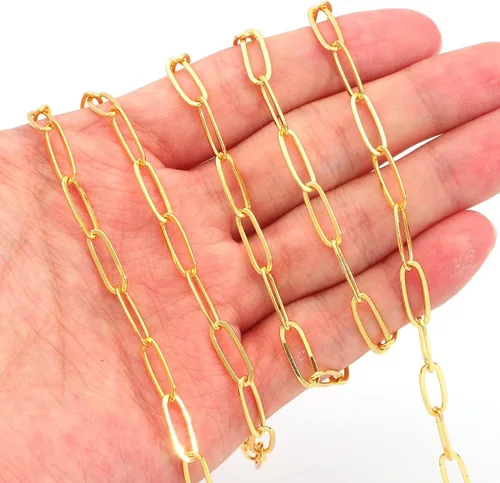 Miniatura 19 de Beadia - Cadenas ovales bañadas en oro de 18 quilates de 5 mm y 1 metro para la fabricación de joyas Cadena ovalada O