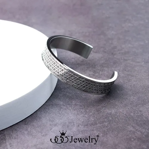 Miniatura 5 de 555Jewelry Exclusiva pulsera de acero inoxidable con diseño de estrella de David para hombre