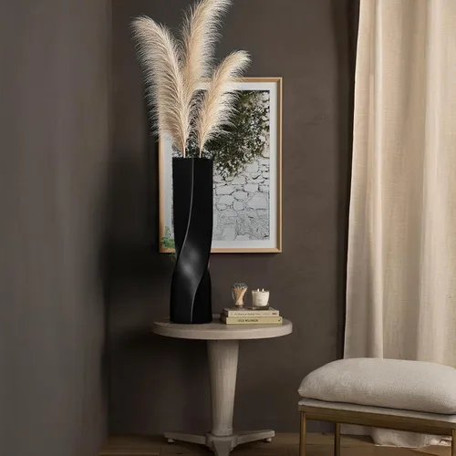 Miniatura 8 de Jarrón alto en el suelo, florero geométrico trenzado de 16.34 pulgadas para el hogar, sala de estar, centros de mesa de flores, estante, mesa