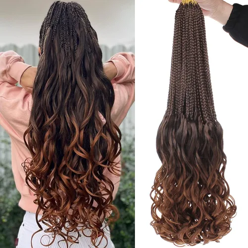 Miniatura 29 de COOKOO 10 pulgadas, 9 paquetes (135 hebras), trenzas de ganchillo rizadas francesas negras, trenzas de ganchillo negras con extremos ondulados