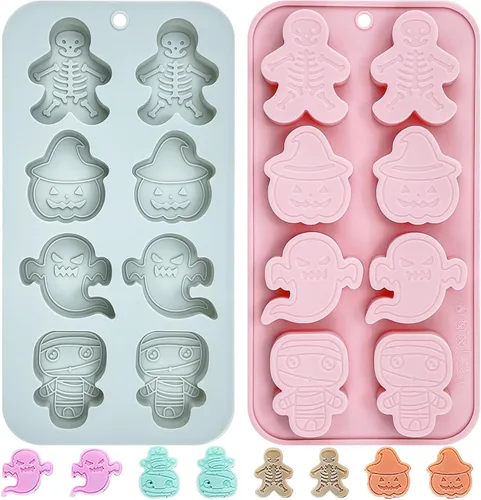 Miniatura 8 de 2 moldes de silicona de calavera de Halloween, 12 cavidades con forma de calavera, molde de fondant, lindo molde decorativo de chocolate