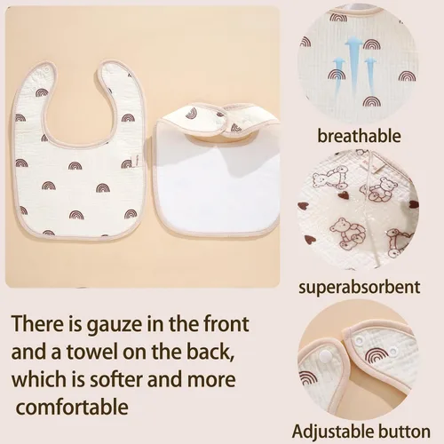 Miniatura 3 de Baberos tipo bandana para bebé, paquete de 6 unidades impermeables para niños pequeños, baberos suaves de algodón absorbente para comer, babear