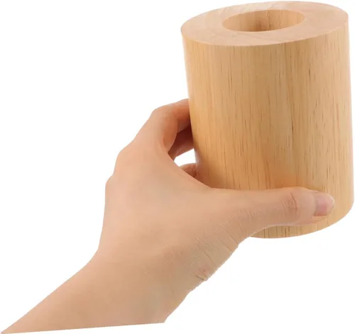 Miniatura 4 de DOITOOL Lámpara de mesa de madera Base Base Cilindro Diseño Moderno Lámpara Soporte Luz de noche para escritorio