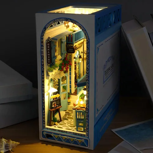 Miniatura 8 de Kits de rincón de libros para adultos, kit de sujetalibros 3D 2026, kit de construcción de modelo de casa de libro mágico, decoración con sensor