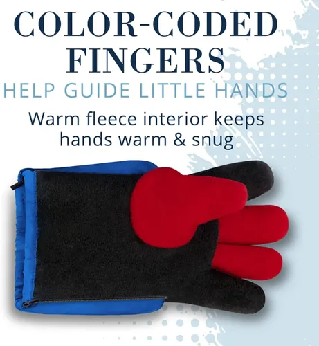 Miniatura 4 de ANDY & EVAN Guantes de nieve impermeables para niños, guantes de invierno, cremalleras laterales, pantalla táctil, esquí, snowboard, trineo