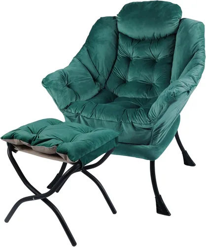 Miniatura 9 de Silla reclinable con otomana plegable, sillas de sala de estar, silla de salón contemporánea de acento, silla de sofá de ocio con marco de acero