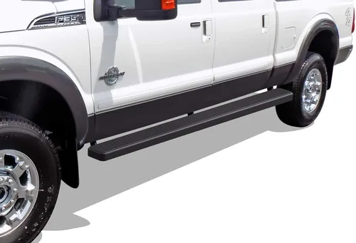 Miniatura 23 de Estribos APS 5 pulgadas negros compatibles con Ford F250 F350 Super Duty 1999-2016 cabina doble acero inoxidable (pasos laterales barras laterales)
