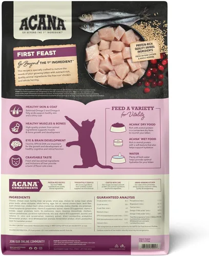 Miniatura 2 de ACANA Comida seca para gatitos First Feast pollo y pescado, bolsa de 4 libras