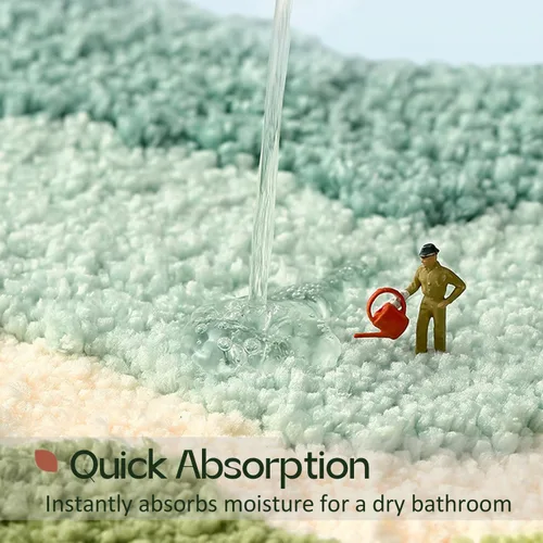 Miniatura 5 de Tapete de baño bohemio con plantas, arte abstracto, hierba verde, musgo, medio círculo, alfombra de baño para puerta de baño, 17.7 x 27.5 pulgadas