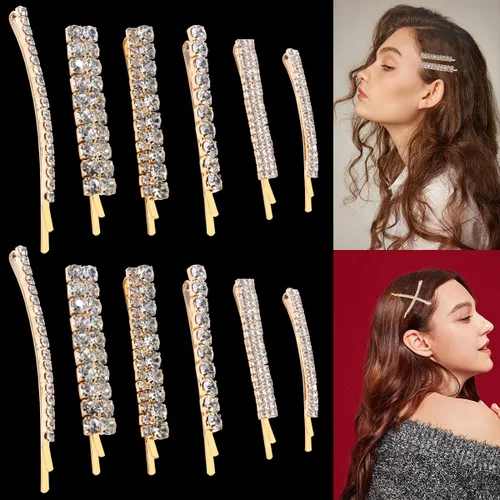 12 pinzas para el pelo de novia con diamantes de imitación, horquillas de aleación de diamantes de imitación, pinzas de pelo de cristal, pasador de