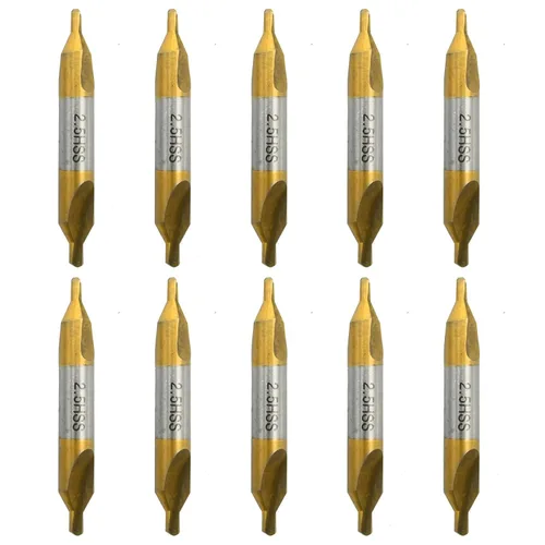 Miniatura 9 de MDEOOSKY Paquete de 10 brocas centrales de 0.069 pulgadas – M2 HSS revestimiento de titanio, avellanado combinado de 60° para torno de precisión