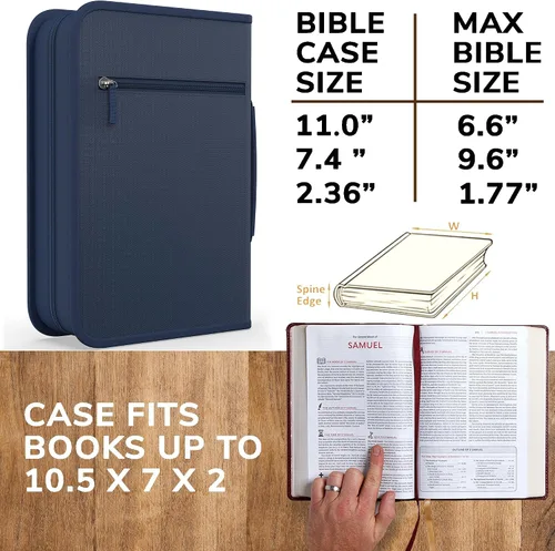 Miniatura 42 de DEHITE Funda para la Biblia para mujer, bolsas de transporte de la Biblia, tamaños medianos y grandes, ranuras para bolígrafos, tela de primera