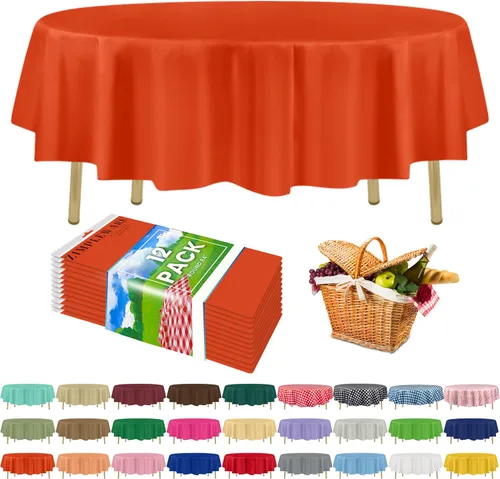 Miniatura 46 de Zimpleware - Mantel redondo de plástico para fiestas de 213 cm (84 pulgadas) de diámetro (paquete de 1, 6 y 12 unidades)