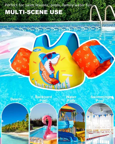 Miniatura 7 de AEOCOO Flotador Saltador de Charco 20-30-50-60-70 Libras, Chaleco de Natación para Niños Pequeños de 1-3-5-6-9 Años, Flotadores de Piscina