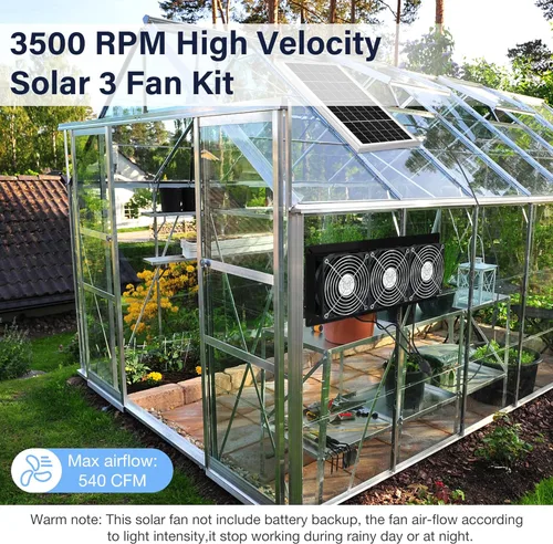 Miniatura 5 de Fanspex Kit de 3 ventiladores solares, ventiladores solares impermeables para gallinero al aire libre, invernadero y cobertizo, entrada o aire