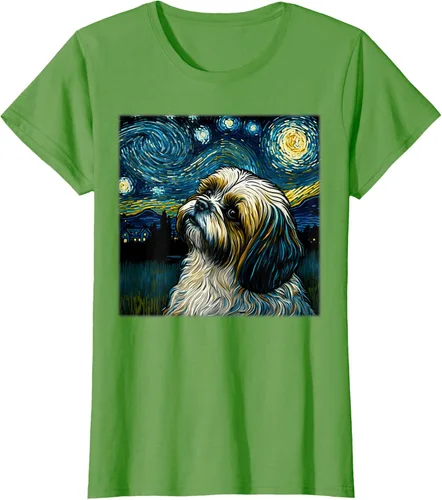 Miniatura 51 de Camiseta Surrealism Starry Night Shih Tzu Dog