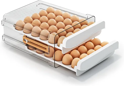 JOYZAN Soporte para huevos para refrigerador, 60 unidades, contenedor de almacenamiento de huevos de gran capacidad para refrigerador, organizador