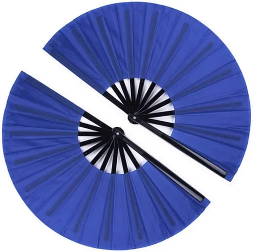Miniatura 15 de Paquete de 2 ventiladores de mano plegables grandes para fiestas, abanico de mano con purpurina para festivales, ventilador de mano plegable grande
