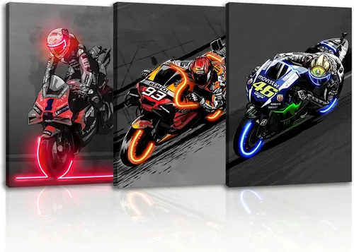 Miniatura 12 de Sorventina Pintura en Estilo Neón Naranja #93 RC213V Bicicletas de Carrera en Arte de Pared - Lienzo Envuelto de 16x24, Sin LED, Decoración Ideal