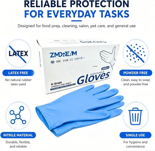 Miniatura 2 de ZMDREAM Nitrile Gloves 4-mil Thick 200 & 2000 Counts Latex-Free, Powder-Free, Textured Grip 4 Sizes for Exam, Food Service