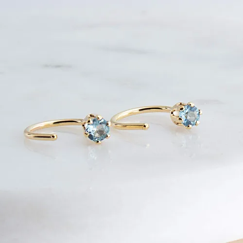 Miniatura 49 de Half Huggie Birthstone Gold Hoop Earrings for Women Tiny Cartilage Stud Piercing Earring Hypoallergenic Earring Screw Back Dainty Hug