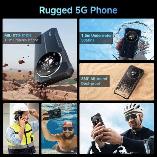 Miniatura 6 de FOSSIBOT 2026 F109 5G teléfono resistente desbloqueado, 24GB+256GB+2TB, batería 10600mAh teléfonos impermeables, teléfonos celulares Android 14