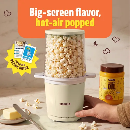 Miniatura 2 de Máquina de palomitas de maíz Air Popcorn Maker de 10 tazas con taza medidora, palomitas de maíz compactas sin aceite y sin aceite, noches de cine