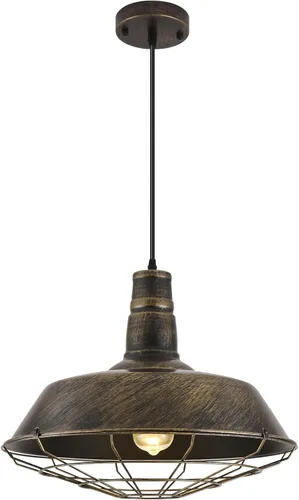 Miniatura 16 de Lámpara colgante negra de granja, luces colgantes grandes de 18.1 pulgadas, isla de cocina, lámpara colgante industrial con jaula de alambre, luz
