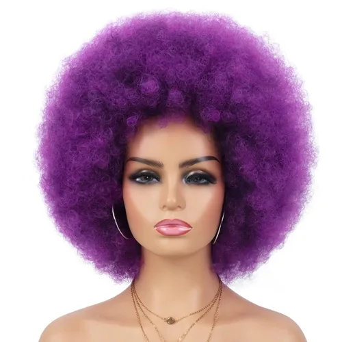 Miniatura 18 de G&T Wig Pelucas rizadas afro de los años 70 para mujeres negras, sin pegamento y suaves pelucas afro negras grandes, con volumen y suaves de aspecto