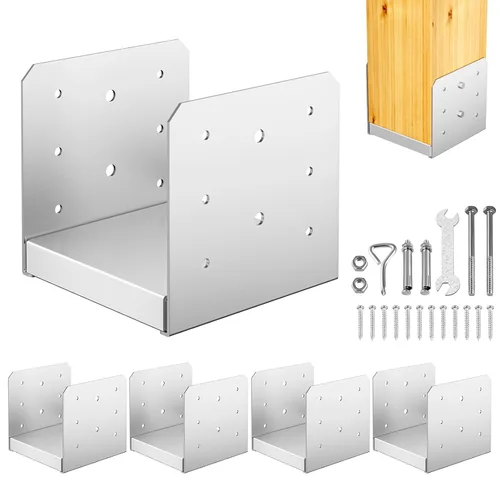 Miniatura 16 de Base de poste de 8 x 8 pulgadas, 2 soportes de anclaje ajustables de acero inoxidable (interno de 7.5 x 7.5 pulgadas), base de poste ajustable