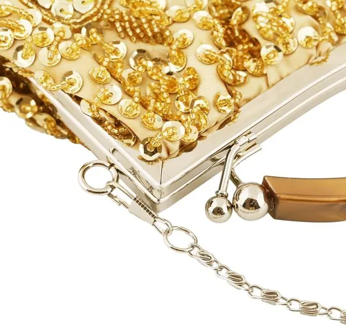 Miniatura 4 de Gionforsy Bolso Flapper de los años 20, bolso de mano de noche para boda, cóctel, baile, fiesta, rugido de los años 20, bolsa de cuentas Gastby